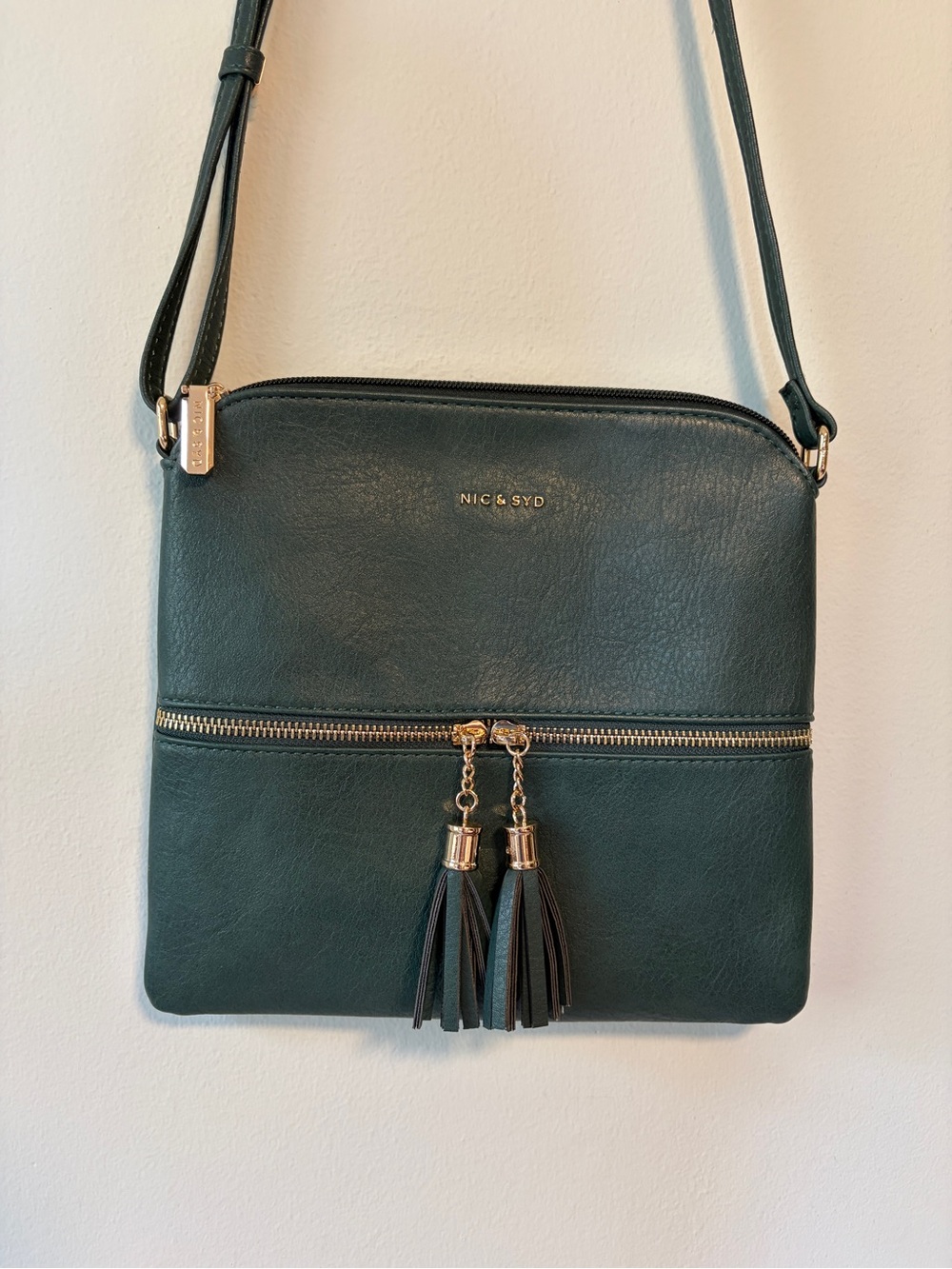 Teal Crossbody Bag with Tassel Detail